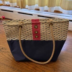 Alaina Marie blue white The Day clasp closure everyday tote bag purse